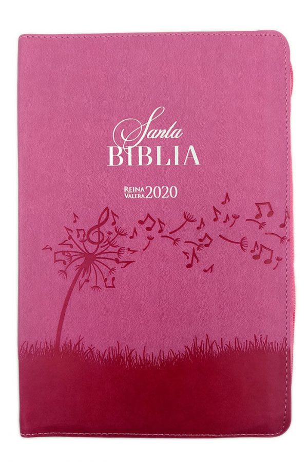Biblia RVR2020 Letra grande cierre i/piel rosa floral/musical