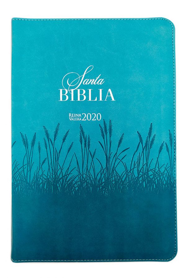 Biblia RVR2020 Letra grande cierre i/piel turquesa diseño trigo
